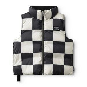 Nununu Checkmate Down Vest in Smokey Natural